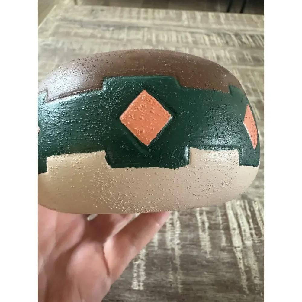 Vintage Southwest Pottery Native American Style Art Clay Round Vase Bowl